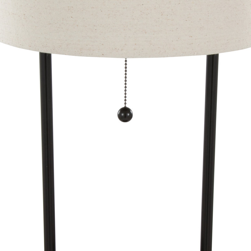 Lehn 28" Contemporary Metal Table Lamp with Wireless Charging in Oil Bronze and Natural Linen Shade - Set of 2