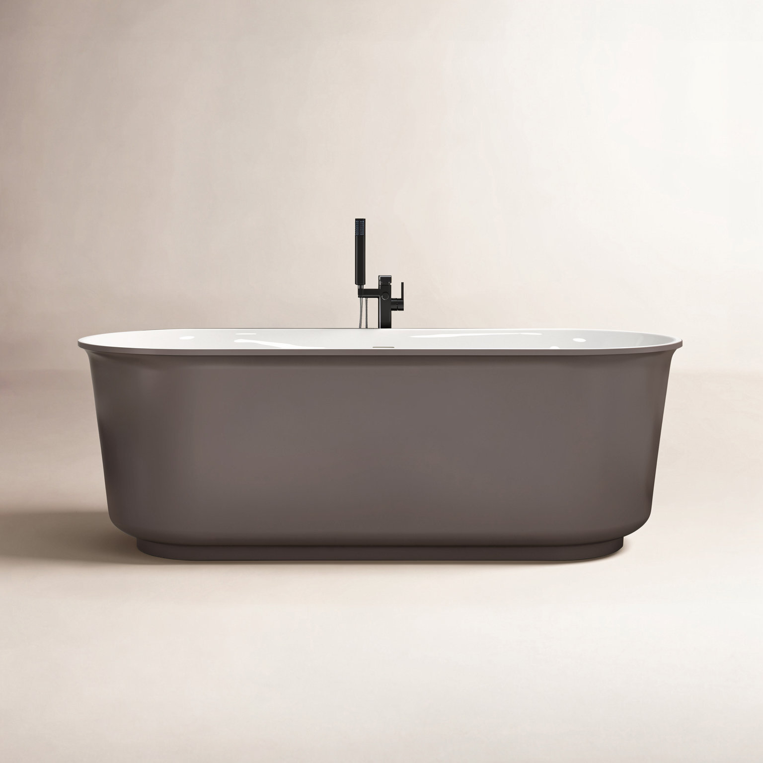 Colour 59" Freestanding Soaking Acrylic Bathtub, Gray