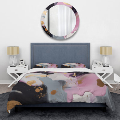 Ensemble de housse de couette rose et or Inner Worlds of Marble III Bed