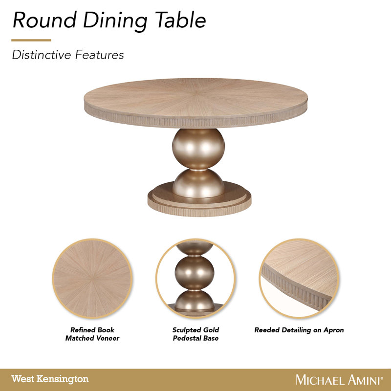West Kensington Round Dining Table, Medium Yellow Wood