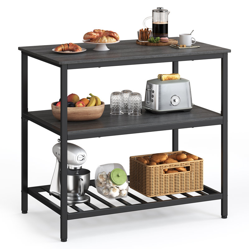 39.4'' W Kitchen Island, Oak/Black