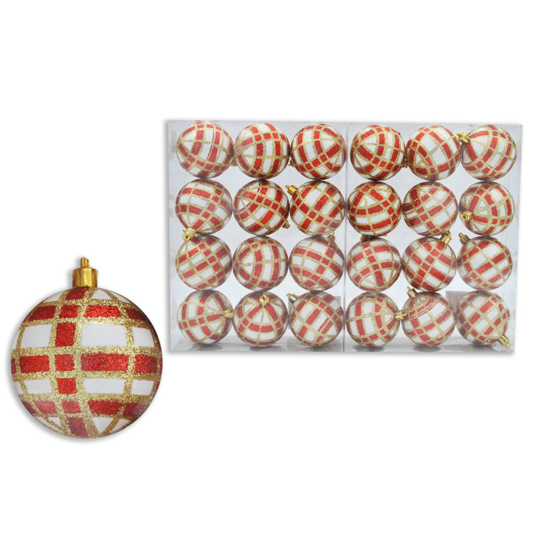 24 Piece Solid Ball Ornament Set (Set of 24) The Holiday Aisle® 