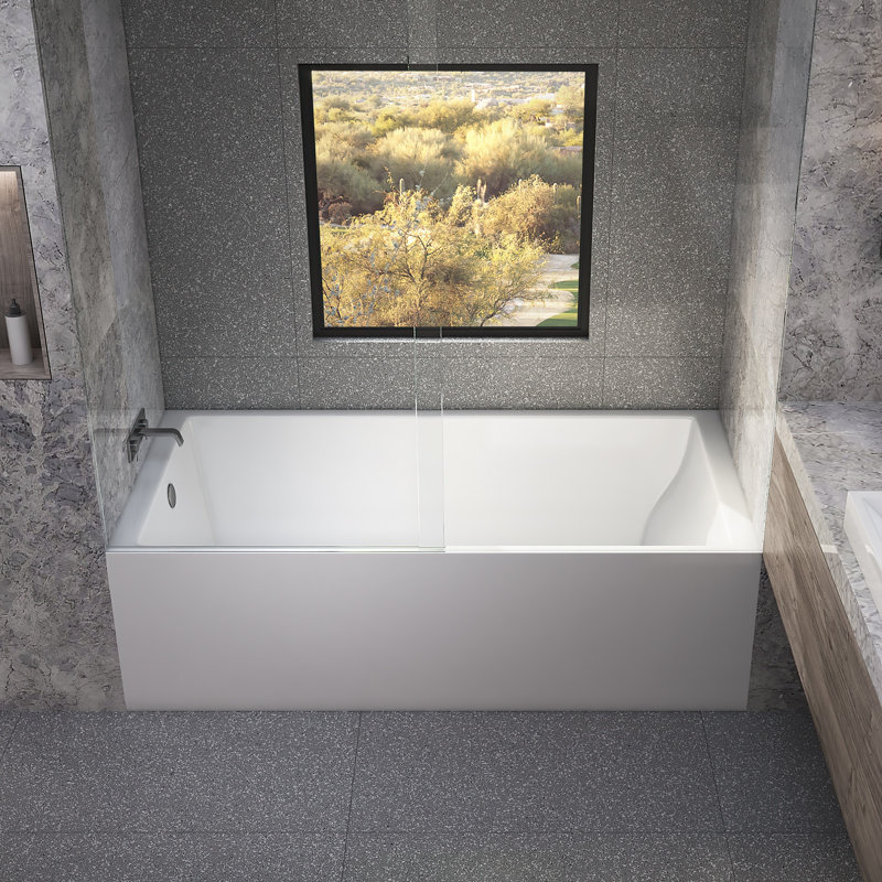 Driftwood 72" x 36" Alcove/Tile In Soaking Acrylic Bathtub, Biscuit, Left