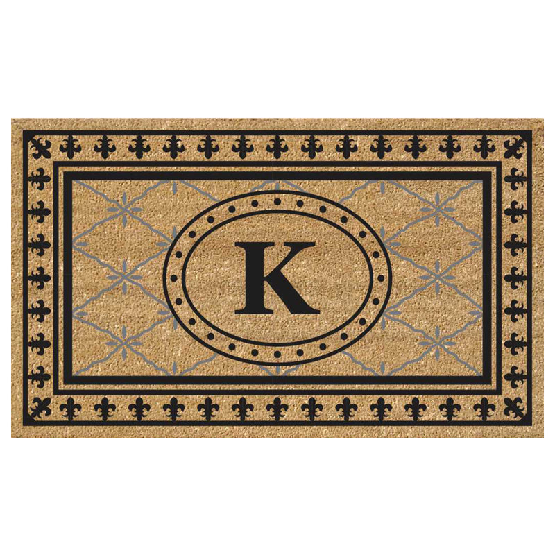 Tapis de porte extérieur en vinyle anti-dérapant Hanningt, K, Rectangle 1 pi 6 po x 2 pi 6 po