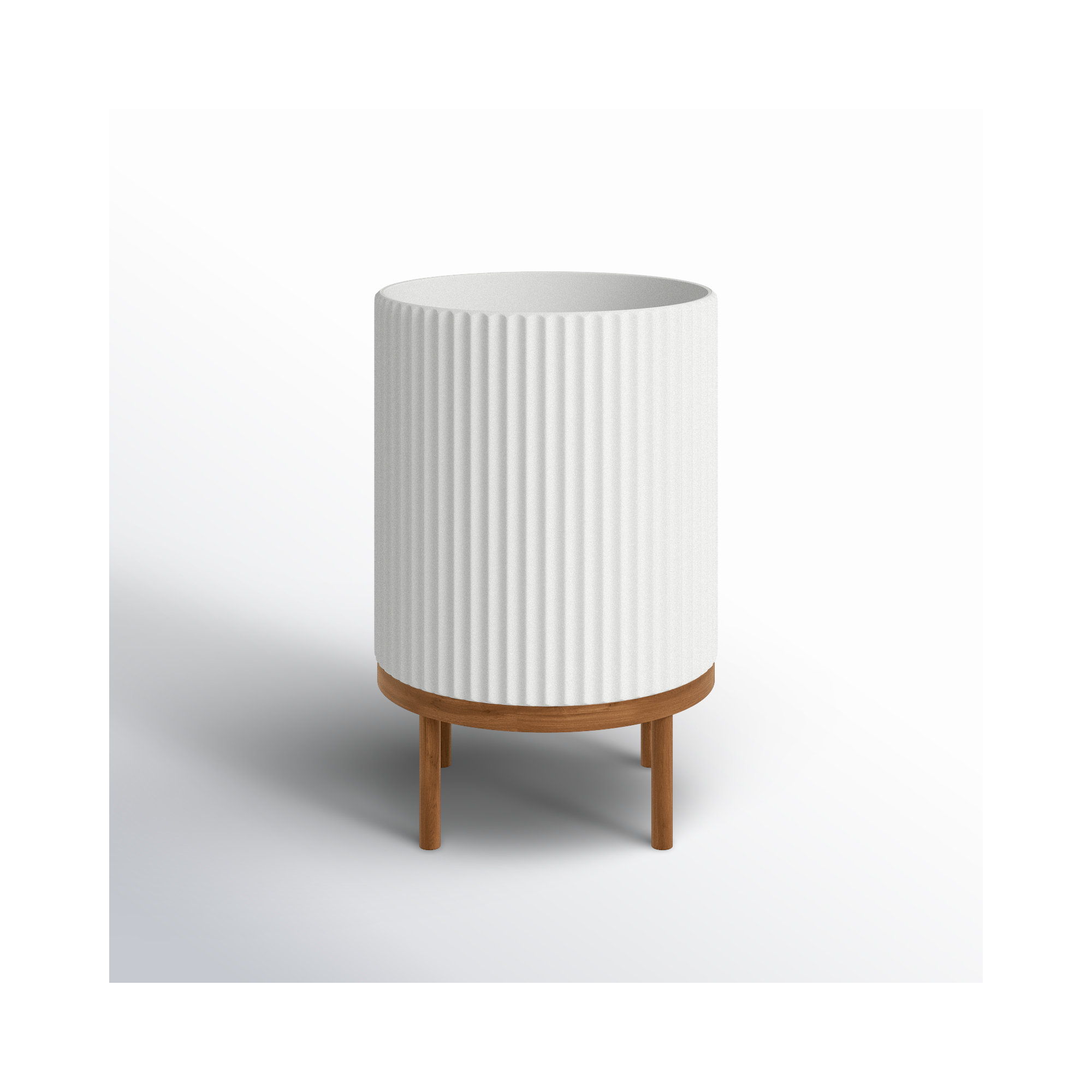 Demi Series Planter with Stand, 22" H x 14.75" W x 14.75" D, 1, White/Brown