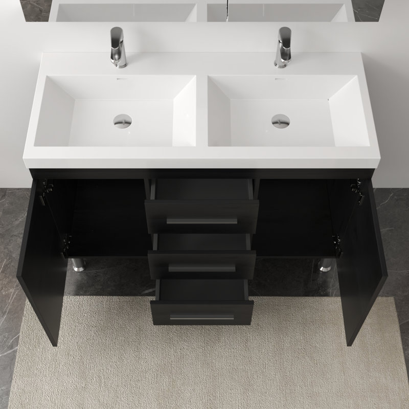 Ensemble de meuble-lavabo double 48 po Roylene, Noir