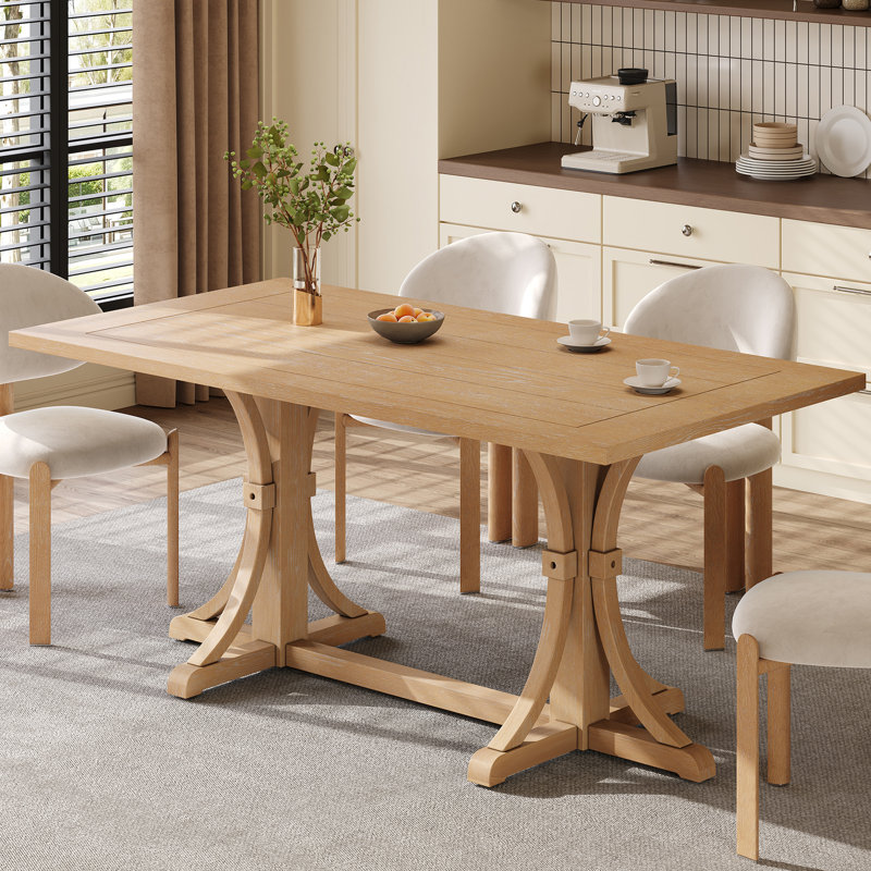 Table de salle à manger 60 "en bois massif, table de salle à manger rectangulaire pour 4 à 6 personnes, Natural
