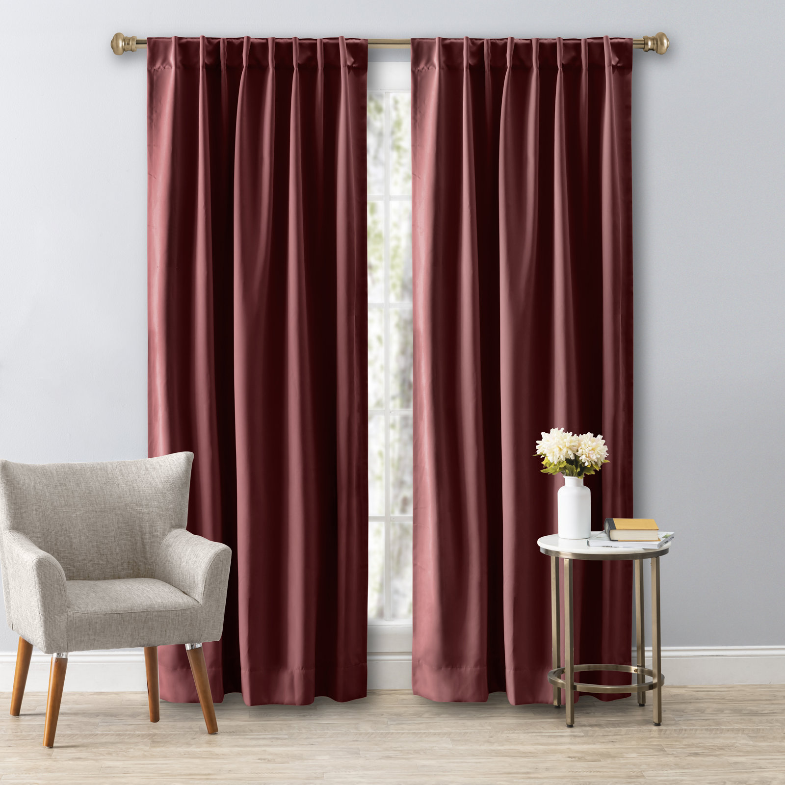 Ardelle Blackout Thermal Rod Pocket Panel, Garnet, 56" W x 72" L