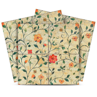 Carrelage mosaïque floral en vinyle 5 po x 5 po (ensemble de 24)