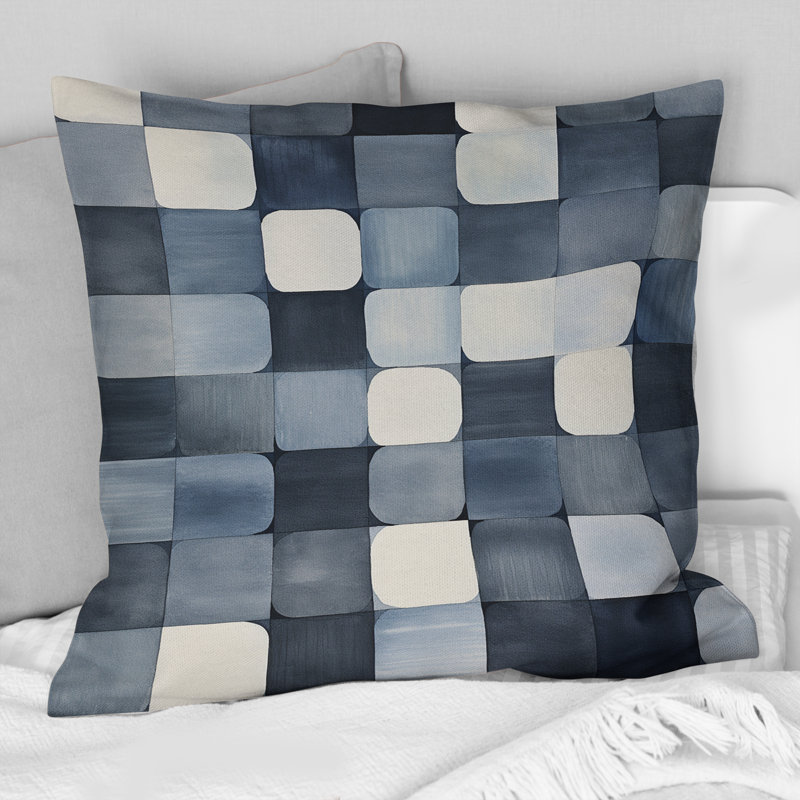 Coussin décoratif à motif géométrique abstrait indigo