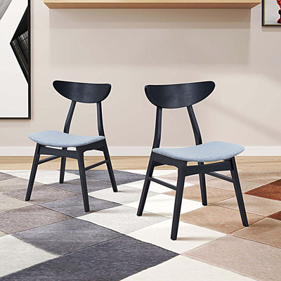 Chaises d'appoint modernes rembourrées, chaises de salle à manger en bois, ensemble de 2