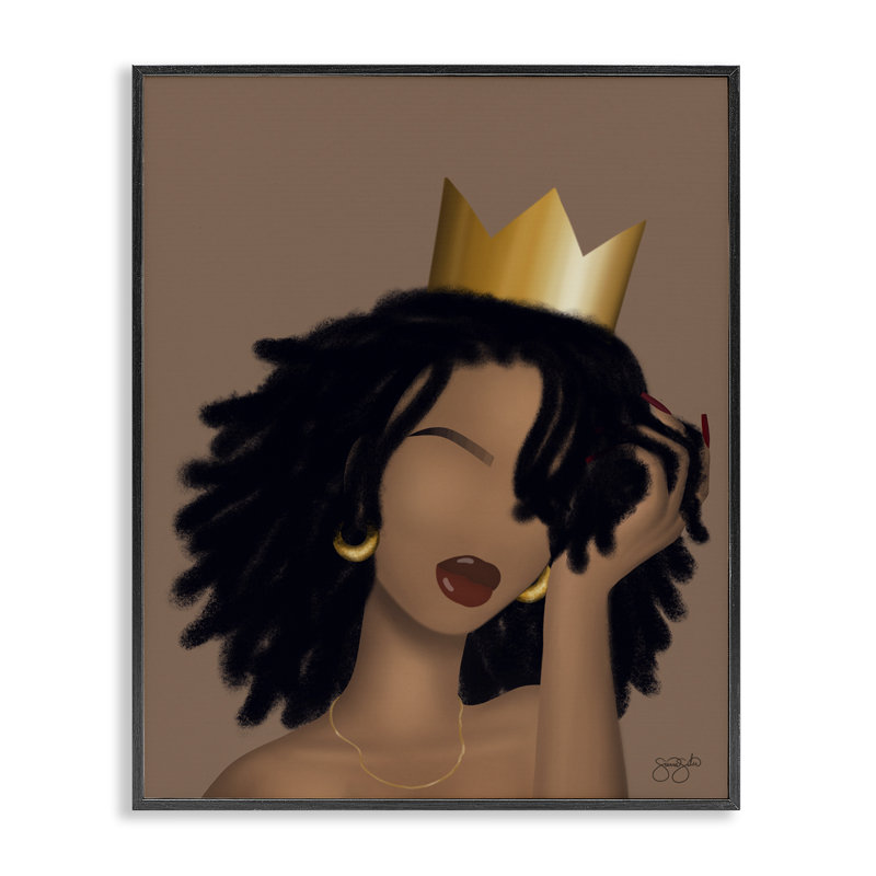 Reina with Crown Portrait Framed Giclee, design by Sierra Siler, 14" H x 11" W, Midnight Black Framed Giclee