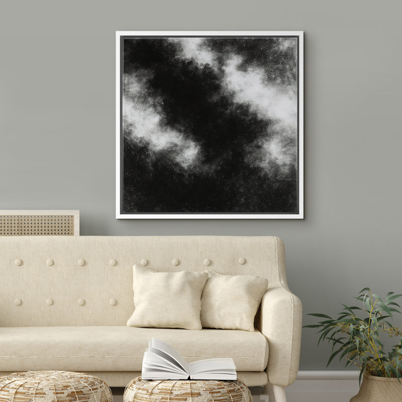 Reproduction d'art abstrait sur toile encadrée pour décoration intérieure moderne, H 16 po x l 16 po, Blanc