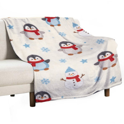 Jeté en flanelle Penguins Snowmen Luxury