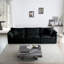 Chenille noire 2 + 3 places - siège profond pour le salon noir moderne, structure en bois massif, tissu respirant, rembourrage en éponge confortable