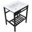 24" X 18" White And Black Bathroom Sink, Ceramic Console With Overflow, Porcelain, Easy Maintenance, Indoor/Outdoor Compatibility Use Overflow Support, Smooth Surface, Space - Saving Design, Good For
