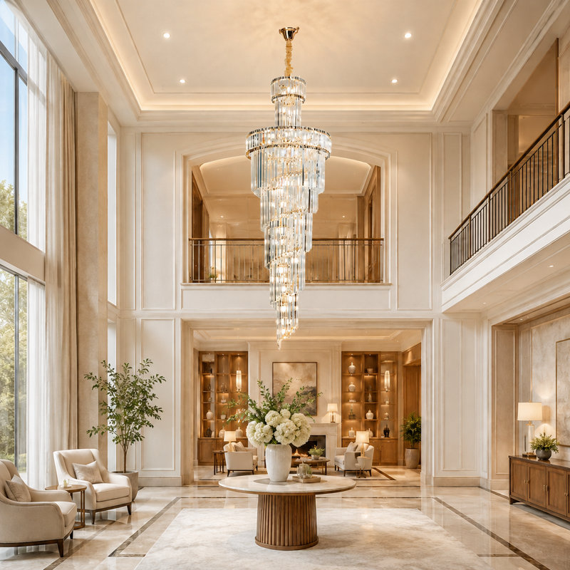 23-Light Crystal Dimmable Tiered Chandelier, 70.87" Hx 19.69" Wx 19.69" D