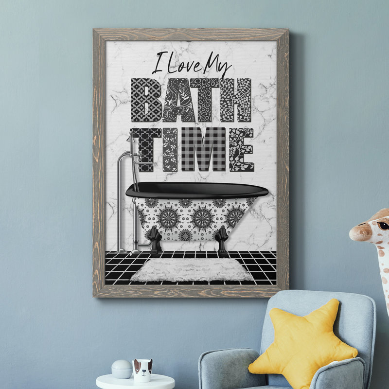 " Bath Time ", Gray Framed, 44" H x 31" W x 1" D
