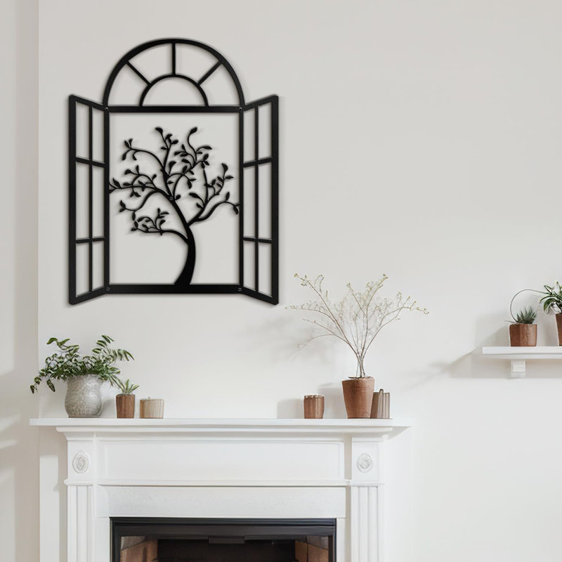 Décoration de mur murale en métal, H 30 po x l 23,44 po x P 0,05 po, Noir