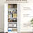 4-Door Freestanding Kitchen Cupboard, 67" With Adjustable Shelves, Distressed White For Modern Look Storage Cabinet, 4 Doors And