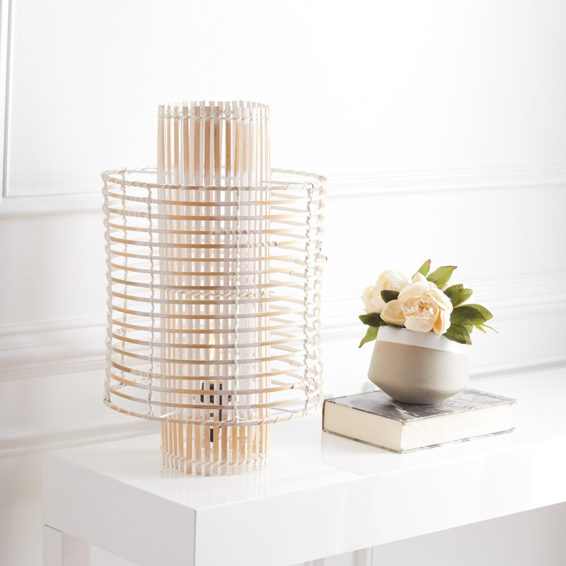 Lozko Wicker/Rattan Table Lamp, White Washed