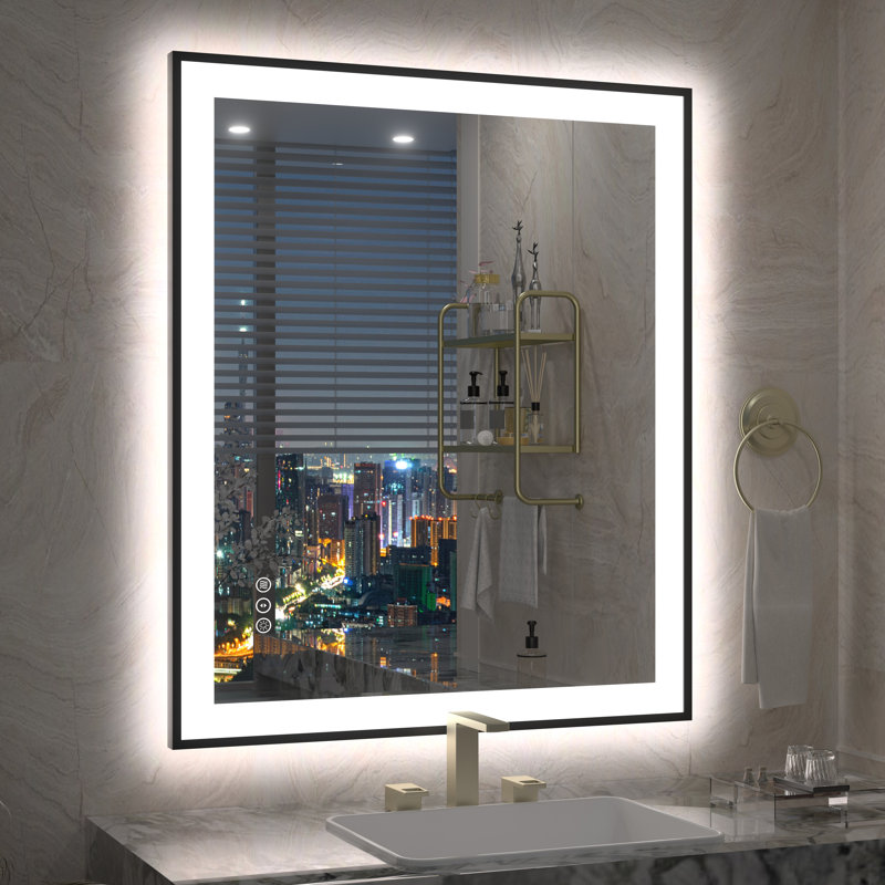 Aevar UL Certified Front & Back LED Anti-Fog Tempered Glass Framed Bathroom/Vanity Mirror with 3-Year Warranty, 36" x 30"
