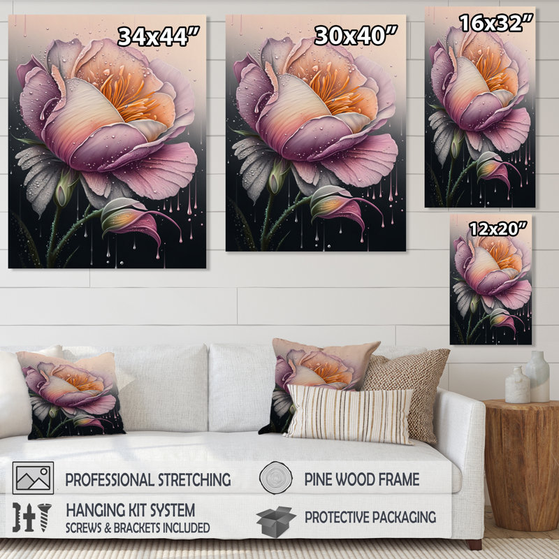 «Blooming Pink Rose Flowers», impression sur toile, H 32 po x l 16 po x P 1 po, Toile tendue