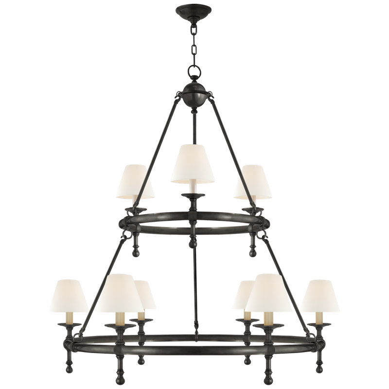 Chapman & Myers Classic Two-Tier Ring Chandelier, Bronze, Fabric