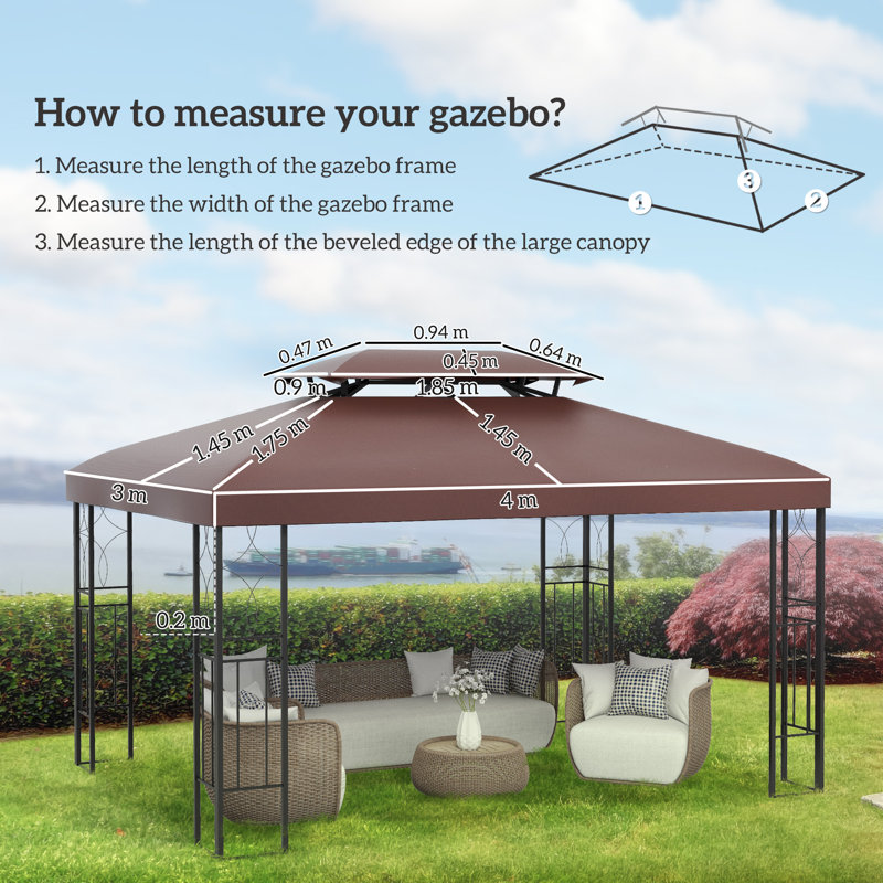 Bertha Gazebo Replacement Canopy, Brown