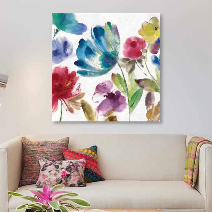 « sarcelle jardin ii », impression sur toile, H 37 po x l 37 po x P 1,5 po, Pas de tapis, Toile tendue