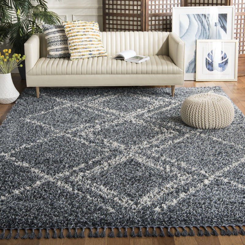 Strattford Pro Lux Shag 400 Performance Geometric Rug, Square 6'7"