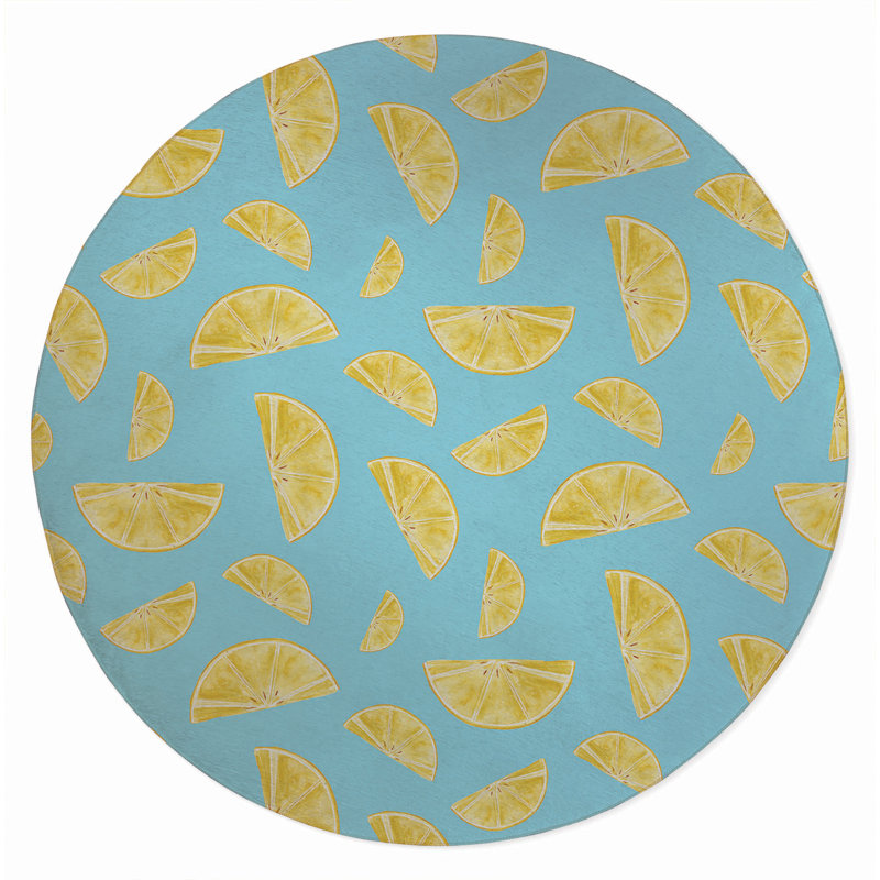Tapis d'été Summer Lemon, Rond 5 pi