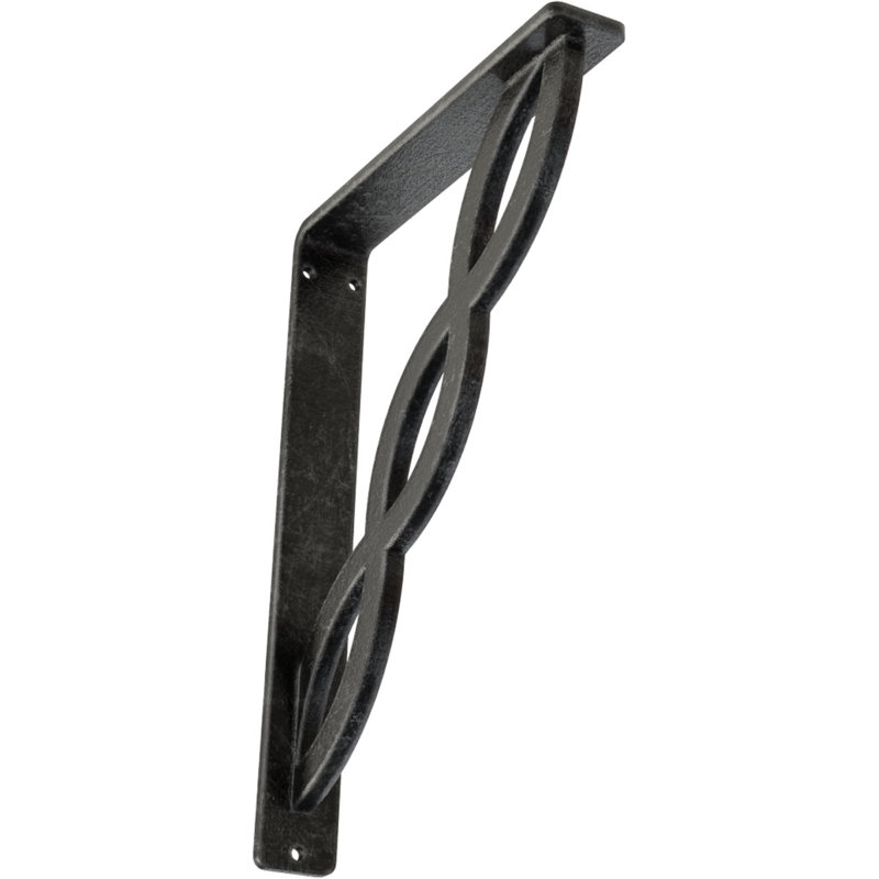 Support en fer forgé, Argent antique, H 10 po x l 1,5 po x P 7,5 po