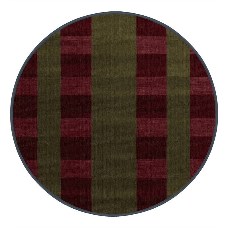 Tapis brun à carreaux lavable à la machine, Rond 5 pi