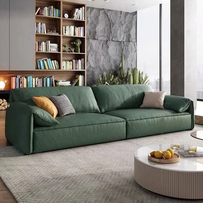 Green Genuine Leather Modular Sofa cushion couch
