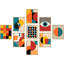 Affiche géométrique colorée de formes abstraites Mid Century Modern Wall Art, décor minimaliste encadré sur papier, 9 pièces-92574271-92574274
