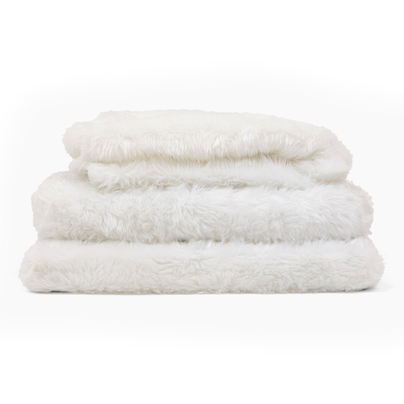 Housse de caisse en fausse fourrure, H 25 po x l 36 po x P 22 po, Blanc polaire