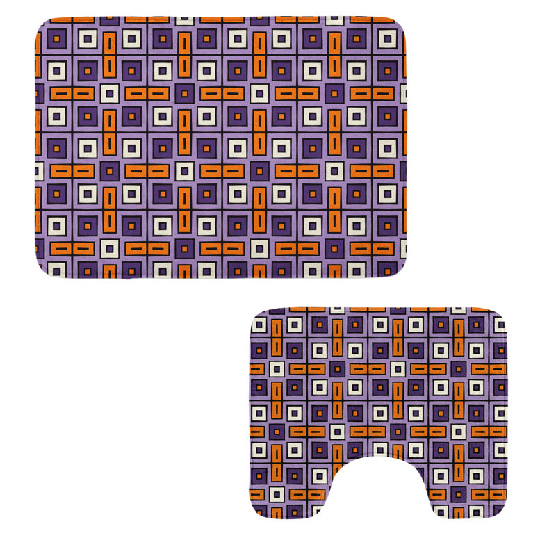  Ensemble de tapis géométriques pour salle de bain 2 pièces