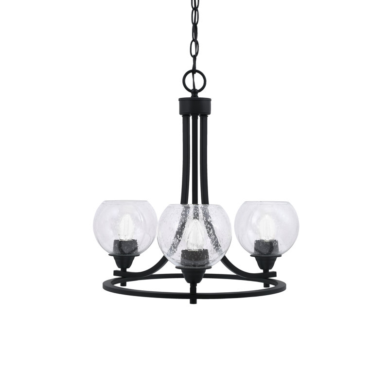 Paramount 3 Light Uplight Chandelier, Seeded