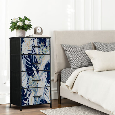 4 Drawer Dresser for Bedroom, Narrow Chest of Drawers, Wooden Top and Study Iron Frame 18"x37.5"-(WxH)