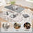 Modern 7-Piece Solid Wood Dining Set with 6 Upholstered Chairs – Two-Tone Rectangular Table for 6, Space-Saving Kitchen & Dining Room Set, Easy Assembly