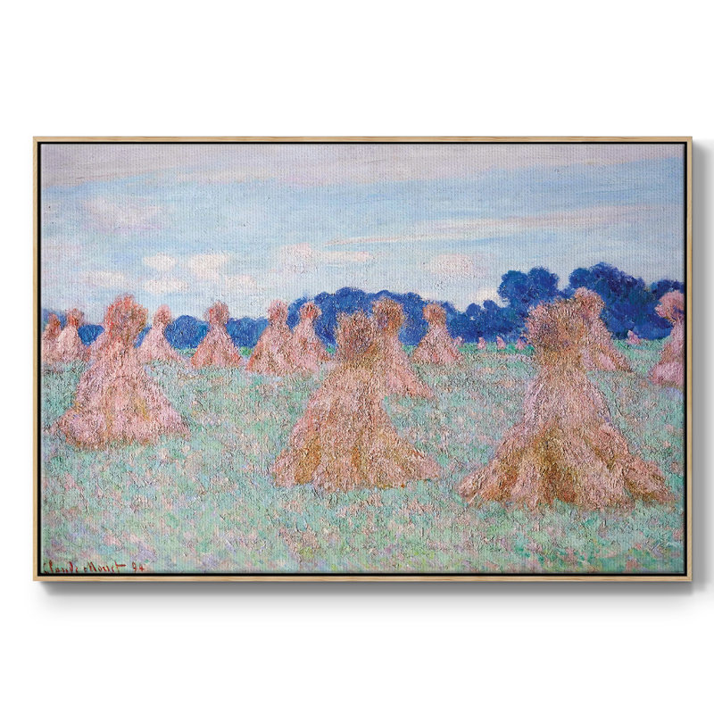Haystacks at Giverny, 1894 - Reproduction sur toile flottante, Naturel, H 17 po x l 25 po x P 2 po
