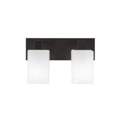 Quattrucci Apollo 2 Light Bath Bar With 4" Square White Muslin Glass