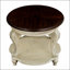 Table d'appoint ronde en bois massif de 22 po avec tablette, beige et espresso bicolore, table d'appoint facile à assembler pour le salon | Idée de cadeau