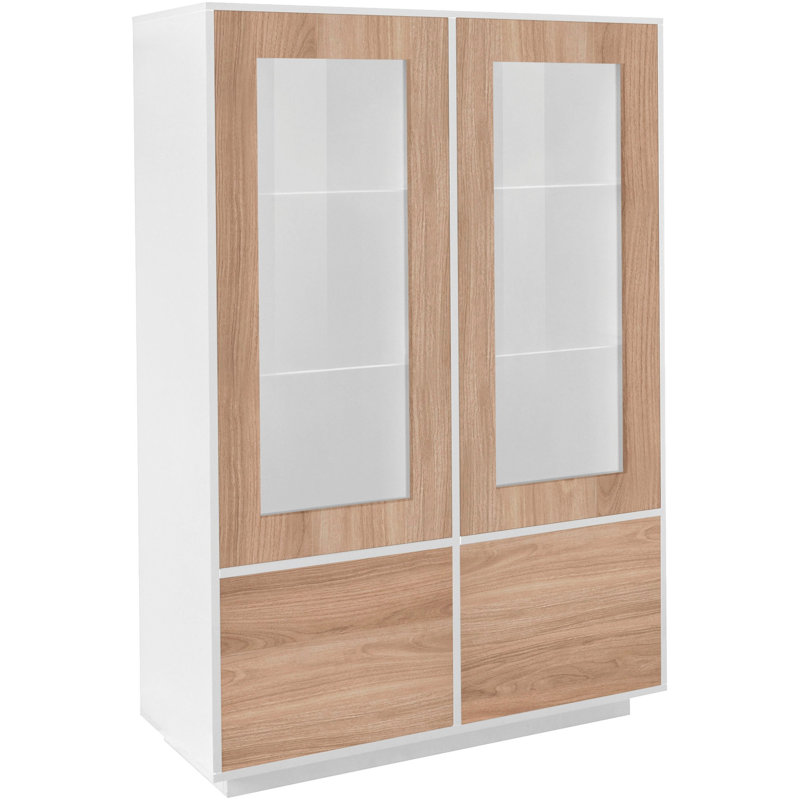 Jahzari 100cm Sideboard, White Glossy/Walnut