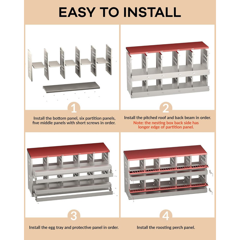 Chicken Nesting Boxes, with 10 Compartment, Red