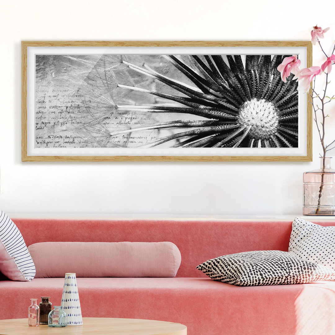 Gerahmtes Poster Dandelion Black & White