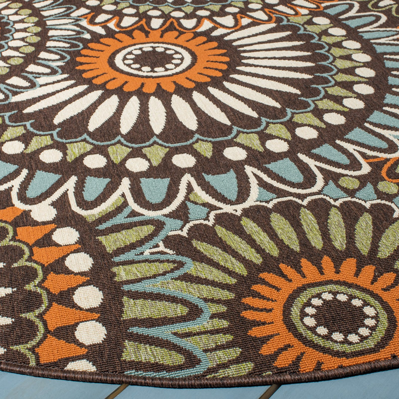 Centeno Performance Floral Indoor/Outdoor Area Rug, Round 5'3"