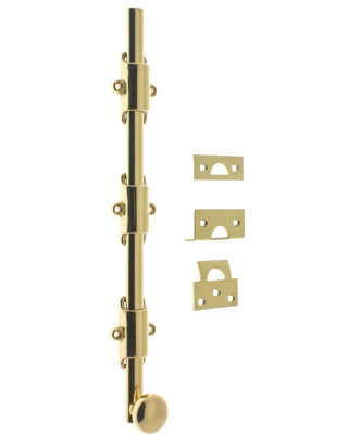 Solid Brass 18" Heavy Duty Surface Bolt