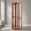 Vitrine de coin lumineuse, vitrine de style couronne avec portes et tablettes en verre trempé, ampoule incluse, décor de rangement en coin pour le salon et la chambre à coucher, finition chêne-133702356